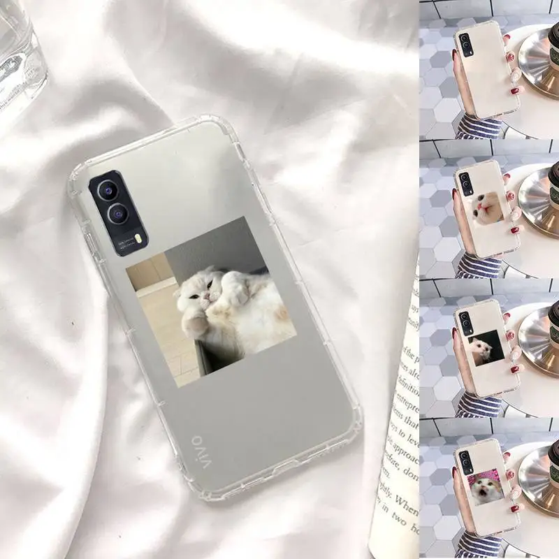 

cue cat Phone Case Transparent For VIVO X 60 50 30 27 23 21 20 9 pro plus S i + Soft TPU Clear Mobile bags