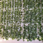Искусственный Плющ из шелка, висячая гирлянда из 72 листьев, 2 м, зеленая лоза, листья для украшения дома, свадьбы, ванной, сада