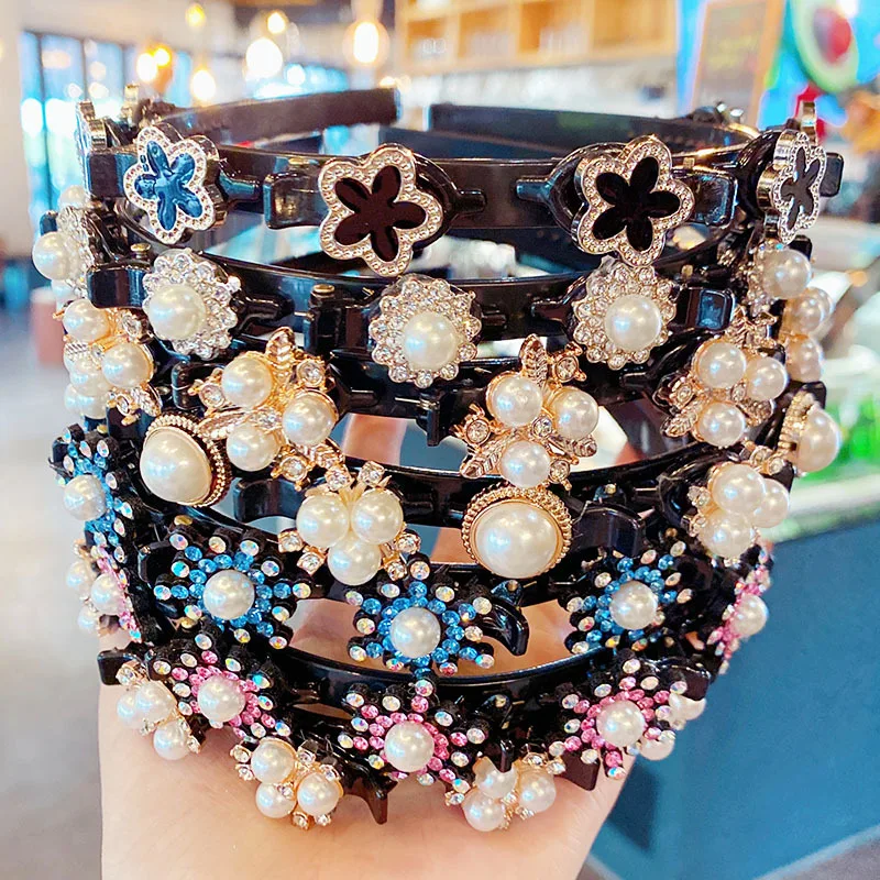 

Women Pearl Braided Hair Band Sweet Girl Bangs Fixed Head Band Broken Hair Clip & Headband Make Up Tool Hair Accessories