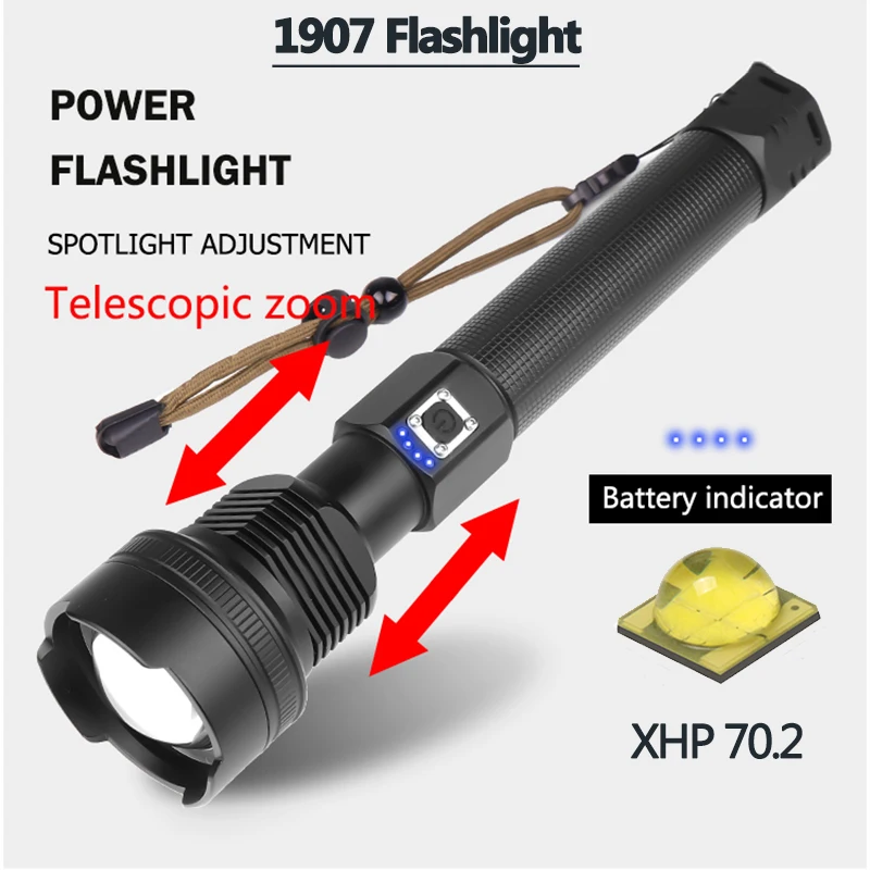 Светодиодный фонарь тактический Xlamp 18650 Xhp70.2 ударопрочный для самообороны
