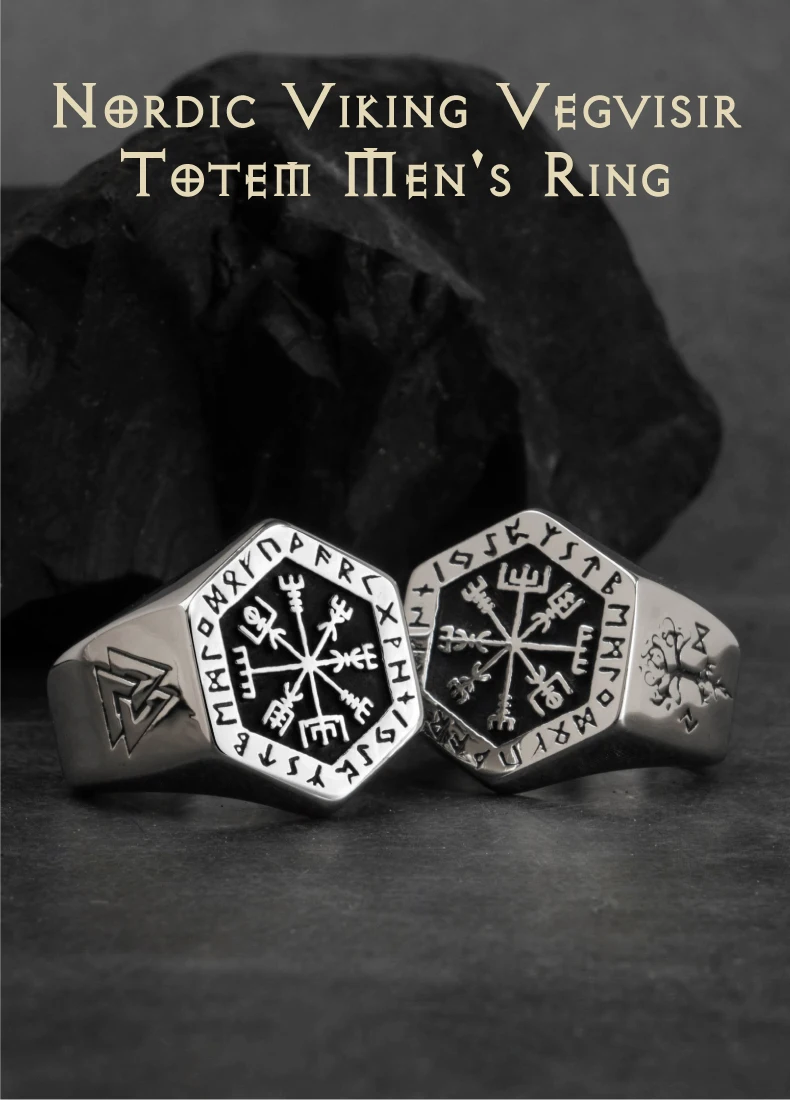 Vegvisir кольца из нержавеющей стали для мужчин Скандинавская мифология Руна викингов индекс кольцо Модные ювелирные изделия