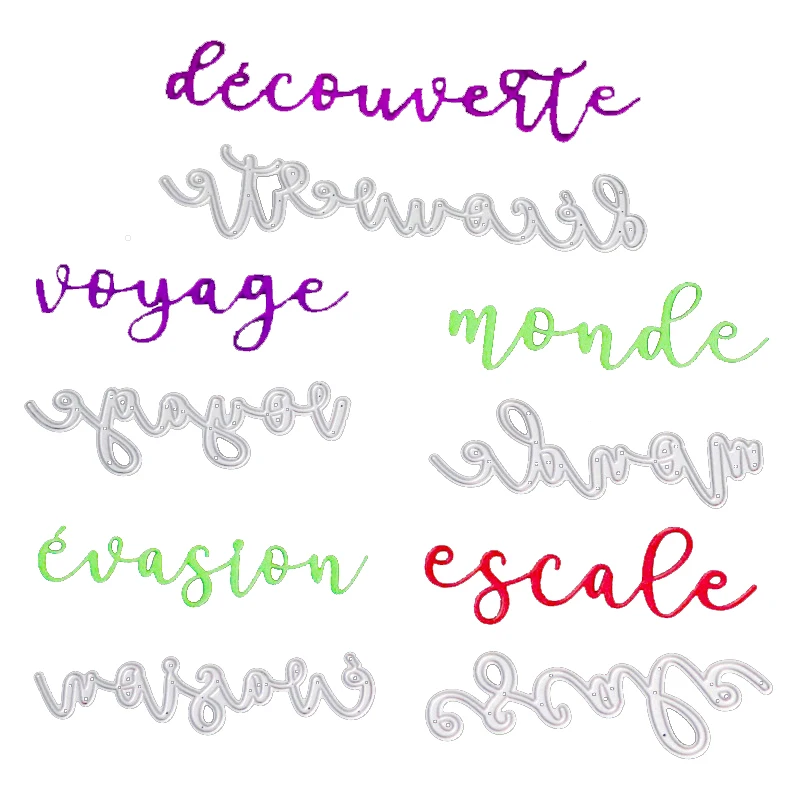 Французские слова штампы Дискавери высечки металла нового 2018 ремесло письмо