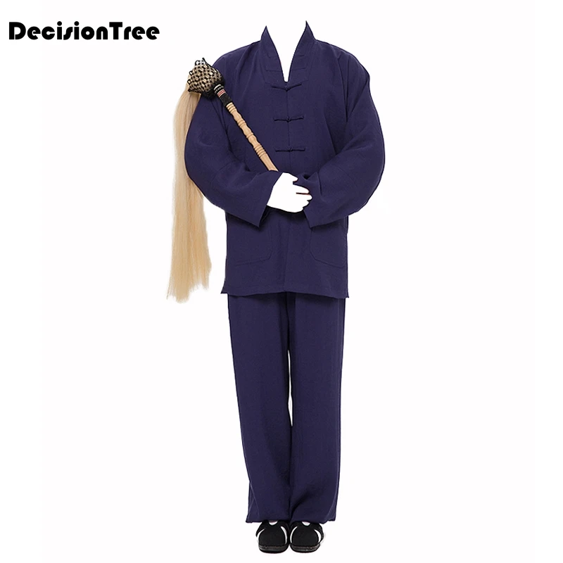 2021 blue black unisex taoist suits dressgown taoism tai robe martial arts clothing cassock garments