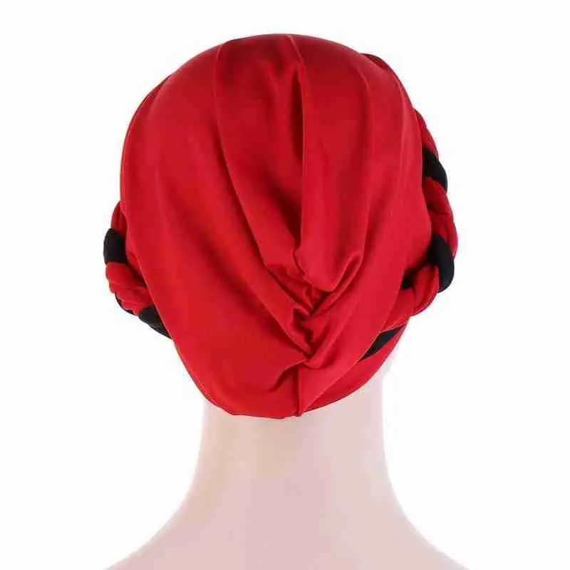 

Islamic Muslim Turban Hair Bonnet Cap Indian Beanie Spandex Two-color Hat Single Turban Polyester Hat Skull Braid Spell Hea N2W6