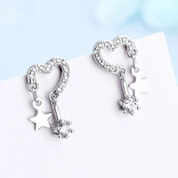 korean ol style hollowed out love heart five pointed star earrings fashion charm women inlay zircon exquisite engagement jewelry