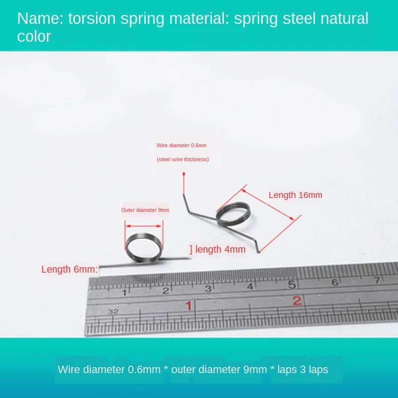 

10pcs 0.6mm wire diameter torsion spring 9mm outside diameters springs 3 laps Angle length 10mm