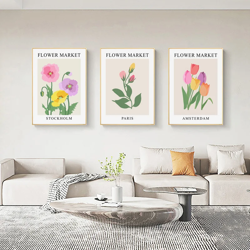 Тюльпан Роза цветочный рынок постеры многоцветный маленький настенный