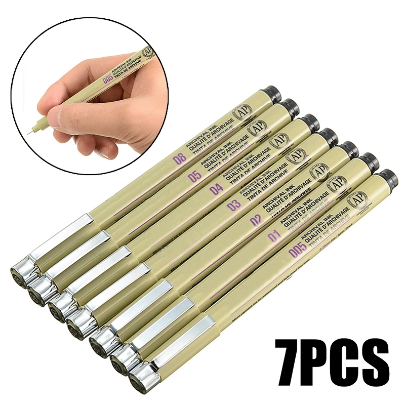 Черные ручки для рисования 7 шт. 0 2 мм-0 5 мм тонкие карандаши художественные