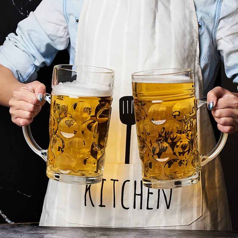 1200 мл большой пивной Стекло кружка толстом каблуке с украшением в виде