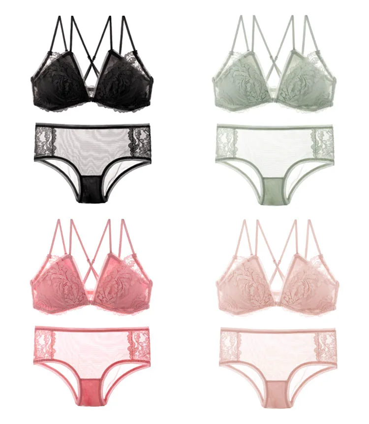 CINOON, комплект из бюстгальтера и трусиков с французским кружевом спереди, женский сексуальный комплект нижнего белья, бюстгальтер без косточек с вышивкой