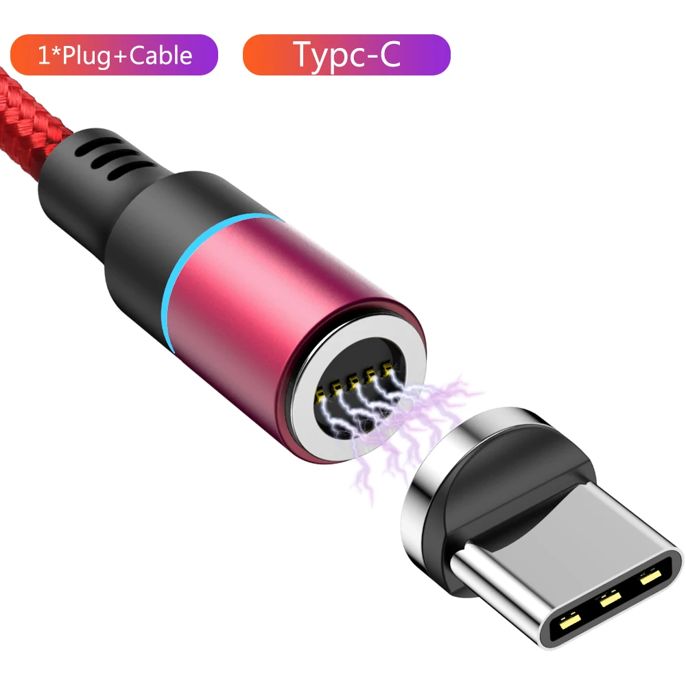 Магнитный Micro USB кабель для iPhone samsung Xiaomi 3A Быстрая зарядка данных провод шнур магнитное зарядное устройство usb type C кабель для мобильного телефона - Цвет: Red Type C Cable