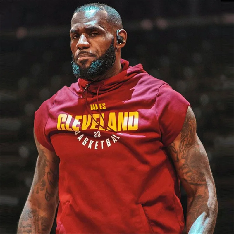 Мужские уличные толстовки для фитнеса без рукавов с капюшоном на шнурке буквами