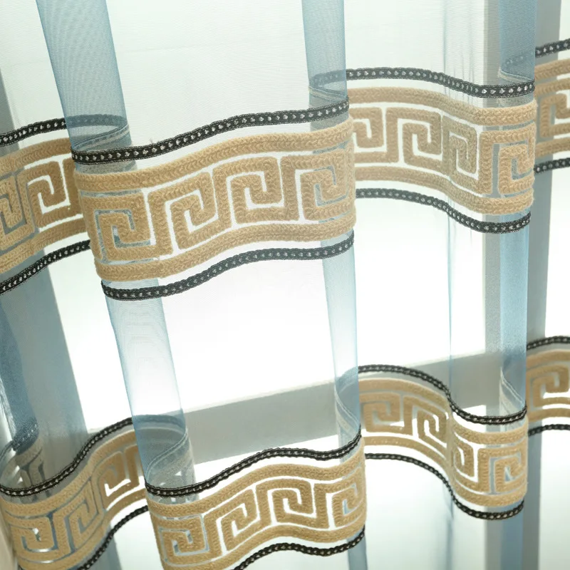 Европейский вышитые шторы для гостиной из хлопка и льна драпировка окон сетчатая
