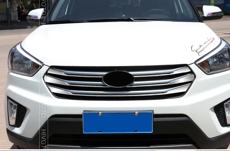 Для hyundai Creta ix25- Хромированная передняя Центральная сетка решетка гриль крышка отделка Литье защита украшения из нержавеющей стали