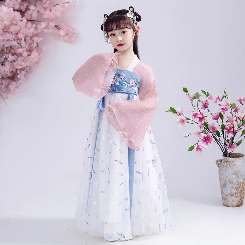 Детский костюм Тан старинный летнее платье ханьфу для девочек сказочное