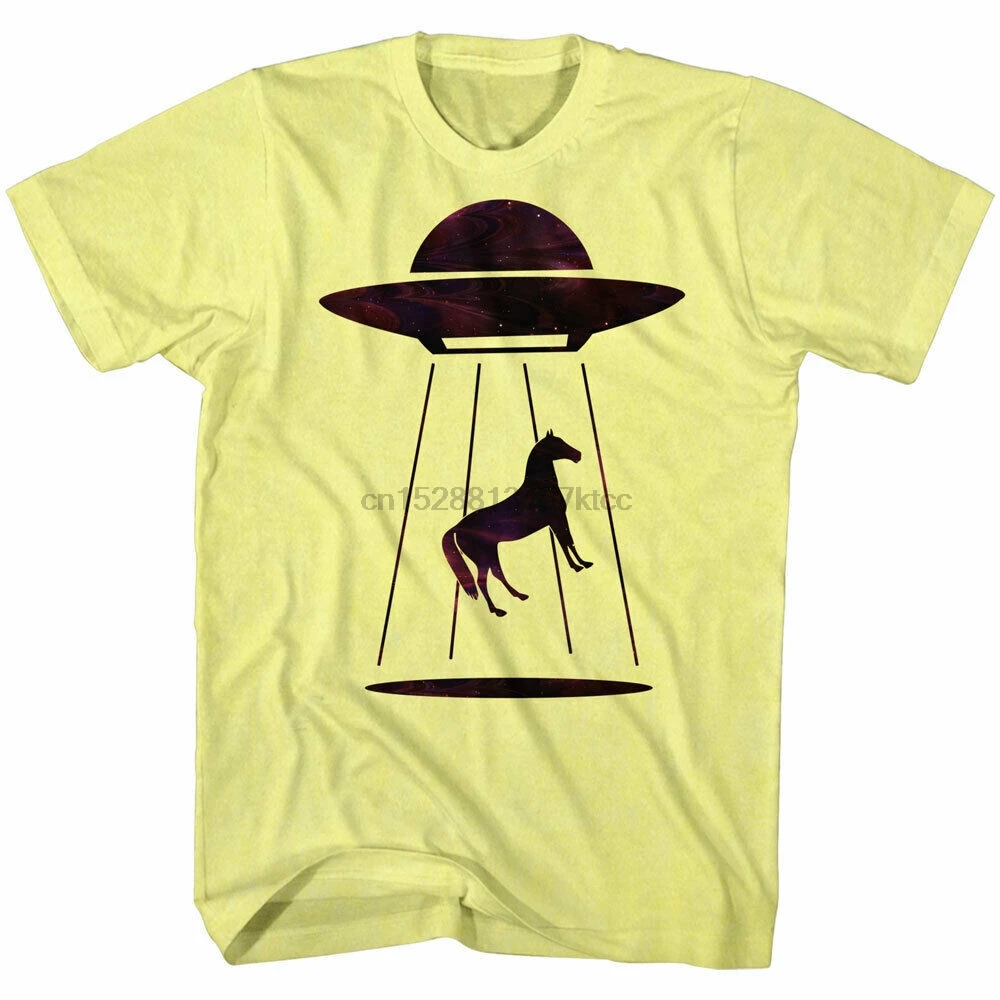 Cosmic society Alien Abduction Мужская футболка космическая лошадь НЛО захватчик улица