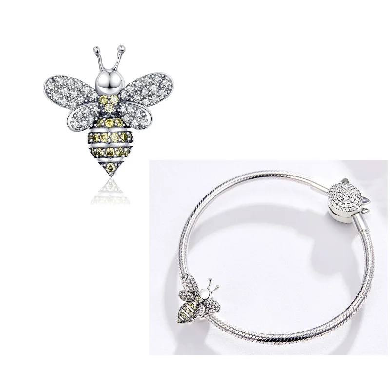 Подвеска из серебра 925 пробы с бусинами в виде божьей коровки пчелы бабочки