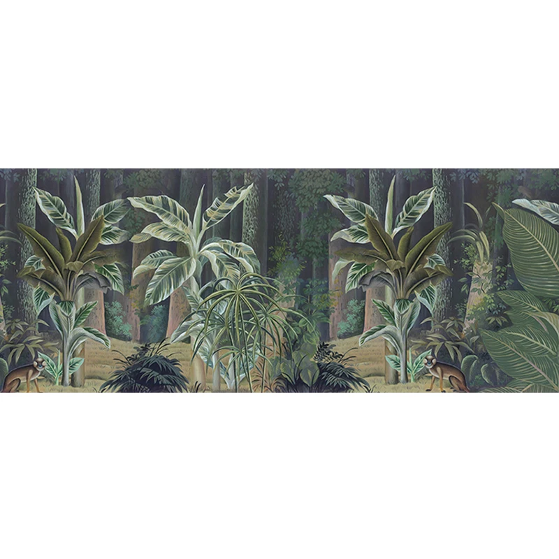 

Custom 3d wallpaper mural tropical rain forest plant banana leaf wall decoration