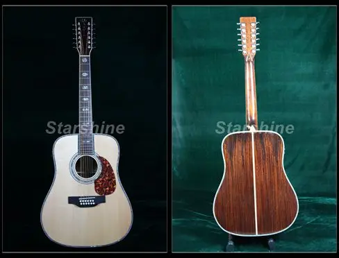 Высокое качество 12 Струны для акустической гитары ZZ FD12 Массив ели и задняя