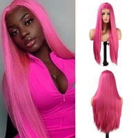 silky straight wigs for women synthetic fiber hair machine made wigs middle part high tempreture cospaly