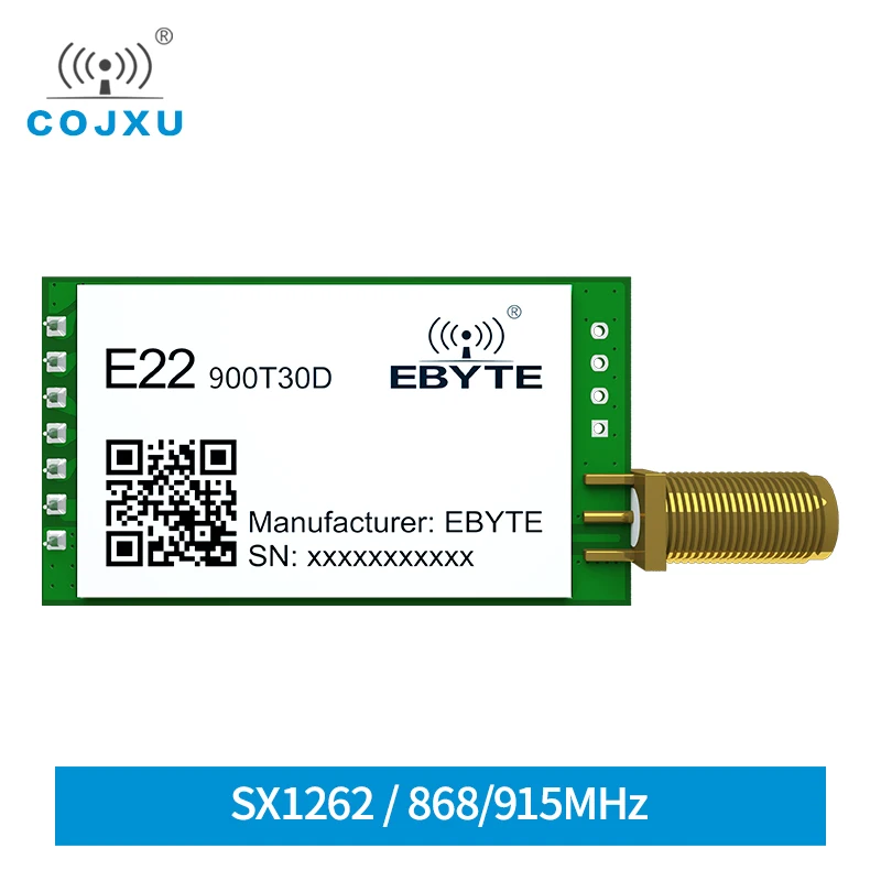 

SX1262 850.125-930.125MHz cojxu E22-900T30D 30dBm 10km Long Range 5V UART GPIO ISM Band 868Mhz LoRa RF Module