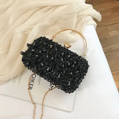 Black Шикарные стильные яркие Стразы сумки для женщин цепь сумка на плечо модные женские сумки через плечо невесты Банкетная Сумочка вечерняя - Цвет: Black