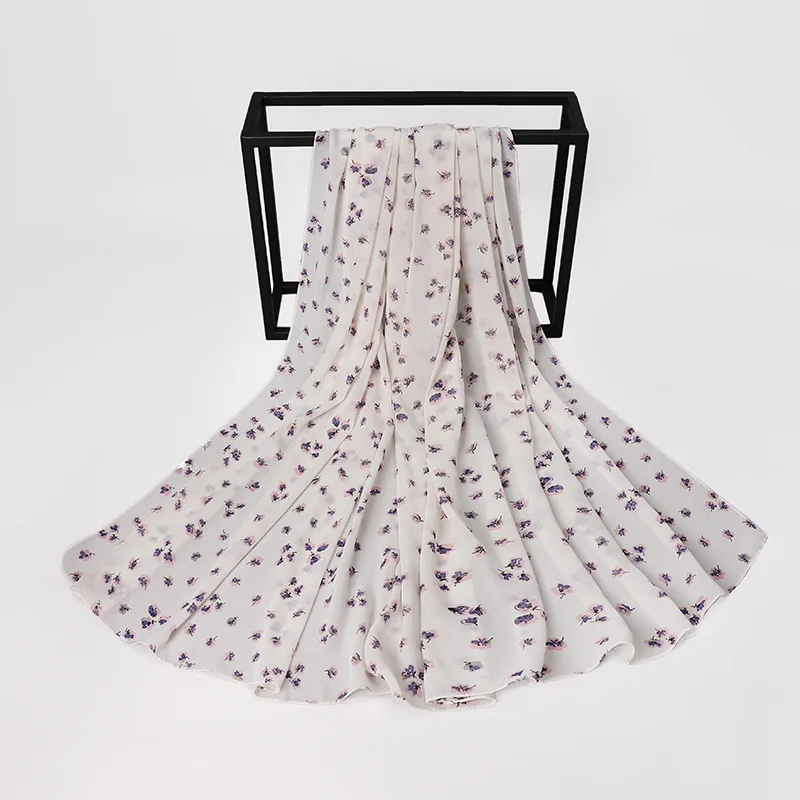 

New Bubble Chiffon Hijab Scarf Design Flower Shawls Muslim Scarves Headscarf Wraps Turbans Headband Long Scarves