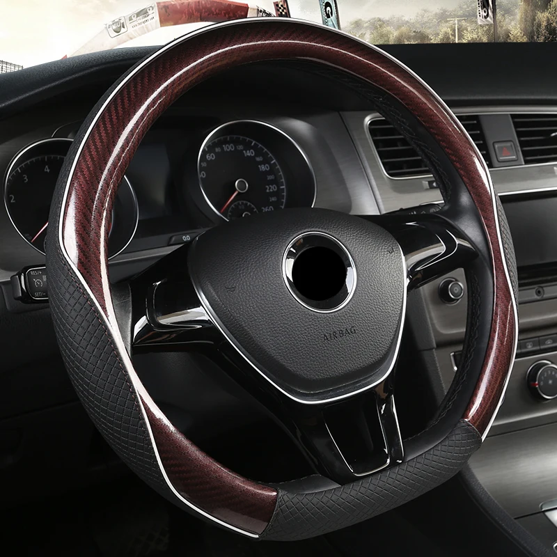 Коричневый D-образный чехол на руль из углеродного волокна для VW GOLF 7 POLO JATTA Suzuki Swift Nissan Rogue - Название цвета: Коричневый