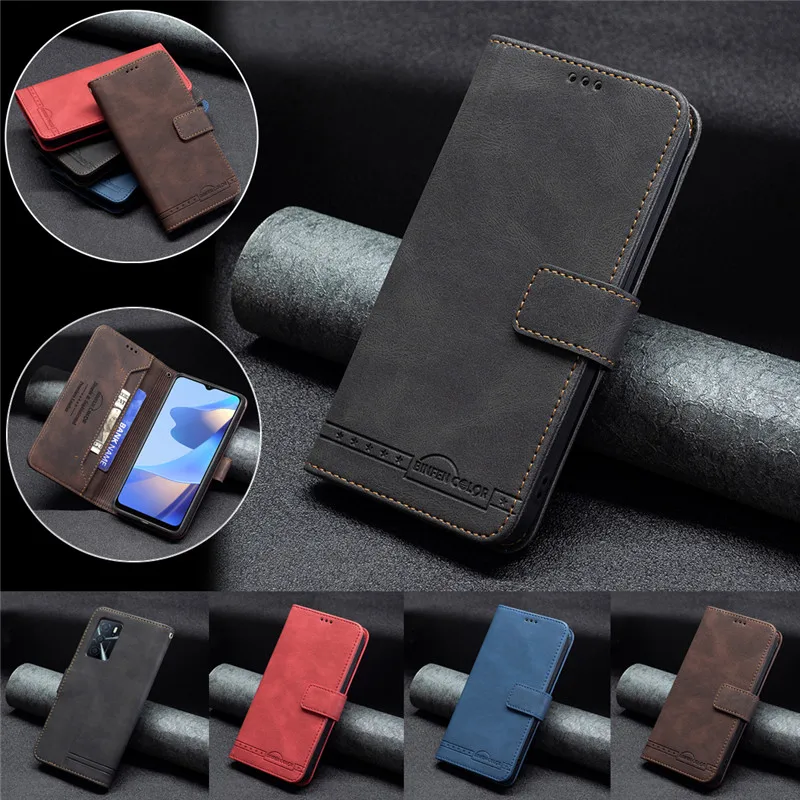 Кожаный флип-чехол для OPPO A16 A16S A54S A55 A53S A7 A15 A74 A54 A94 A93 A72 A52 A92 | Мобильные телефоны и
