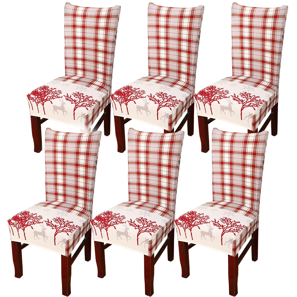 6PCs F 1/4/6 шт Рождество Обеденная чехлы для стульев съемным моющимся стрейч сиденья украшения на Рождество в гостиничных залах торжеств Вечерние - Цвет: 6PCs F
