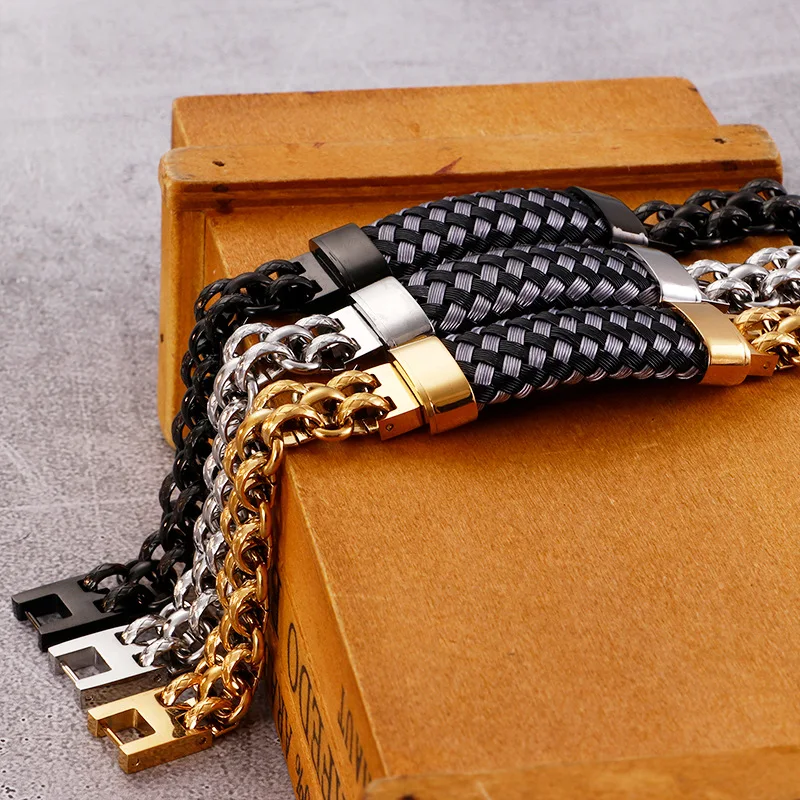 

Европейский и американский популярный мужской браслет из титановой стали в стиле ретро индивидуальный изогнутый брендовый трендовый брас...