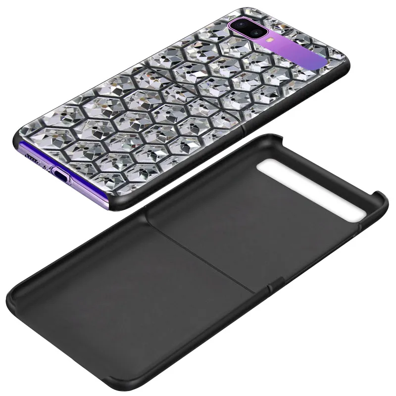 hot diamond pc case for samsung galaxy z flip 5g black hard plastic carcasa phone coque folding and splitting fashion housing free global shipping