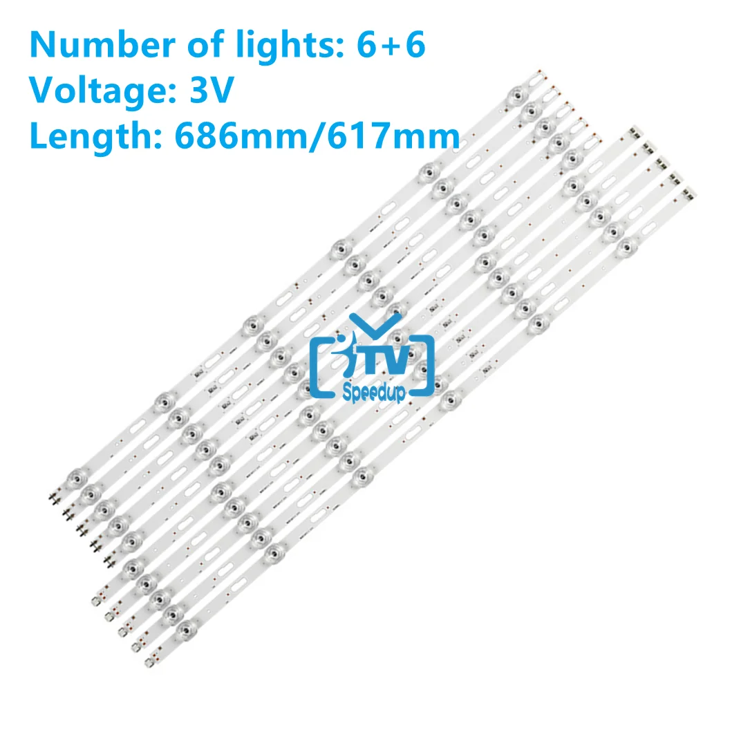 

10pcsLED Backlight strip 12 Lamp for UN65TU7000 UN65TU8000 JL.D650C1330-408AL-M BN96-50313A 50314A SVC650AG6-L R