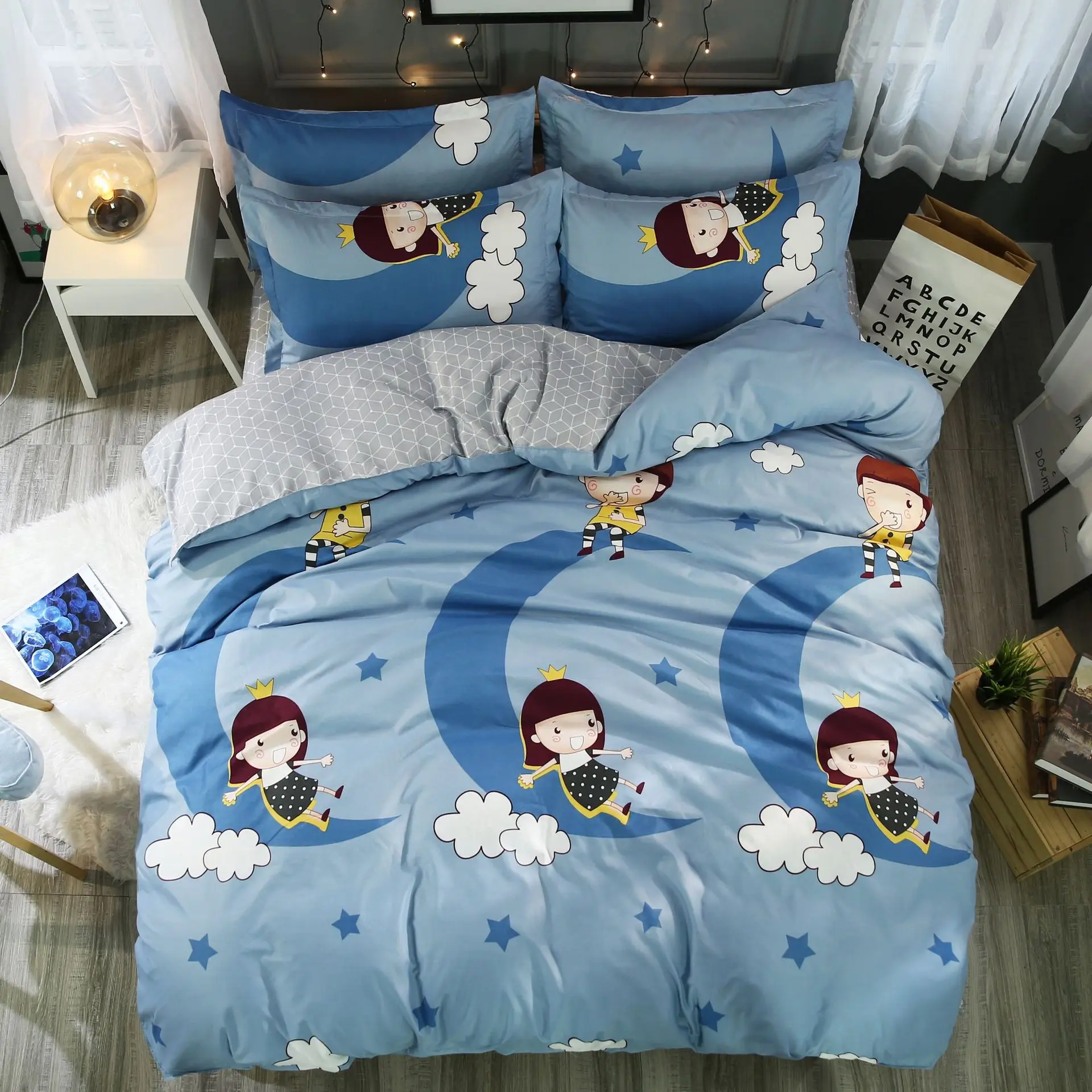 Denisroom элегантный цветок пододеяльник наборы зеленый розовый постельное белье