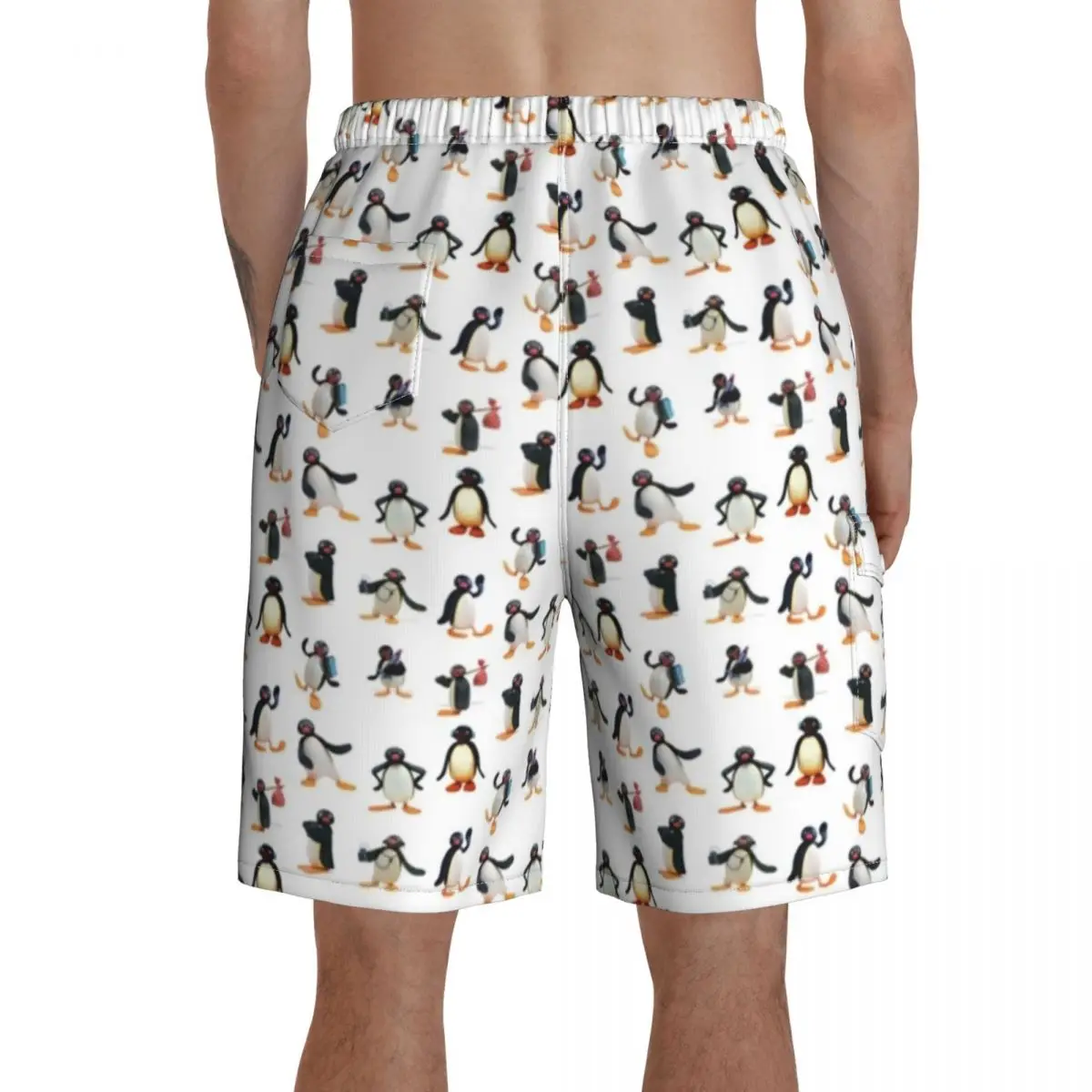 

Pingu Board Shorts Men Beach Swimming Trunks Polyester Funny Swim Trunks