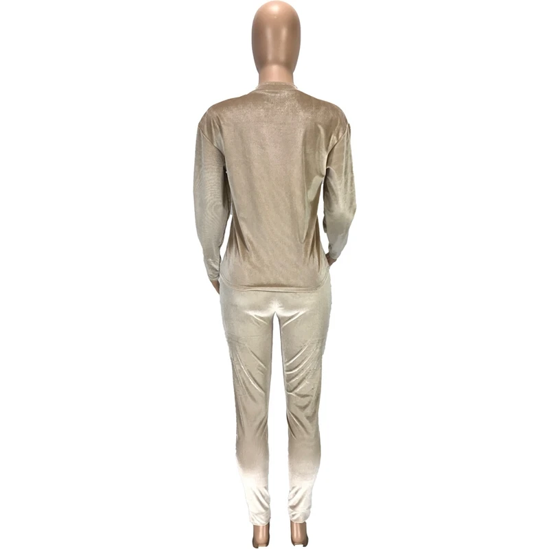 

ZOOEFFBB Sexy Velour Tracksuit Two Piece Set Long Sleeve Top and Pants Fall Outfits Women Clothes Velvet Lounge Wear Streetwear
