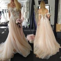 luxury beading lace applique wedding dresses 2021 sexy sweetheart cap sleeve champagne formal bridal gown for brides long