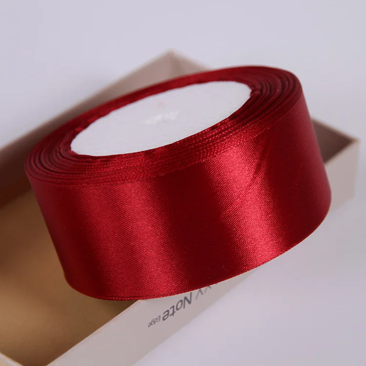 Бордовые шелковые атласные ленты 22 метра/рулон DIY ремесла ткань Рождество