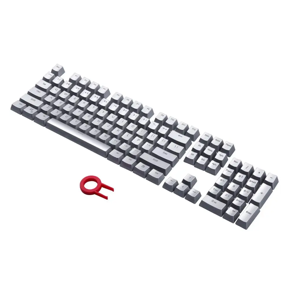 

Silver Plated Keycaps for Cherry MX Outemu Backlit Mechanical Keyboard ,Silver 104 Keys Keycap Set with Removal Tool