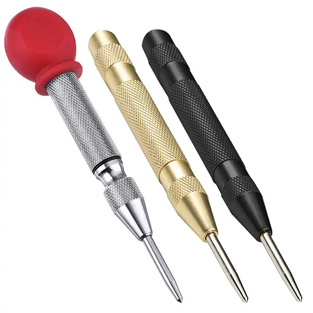 

3pcs New Automatic Center Pin Punch Spring Loaded Marking Starting Holes Tool Wood Press Dent Marker Woodwork Tool Drill Bit