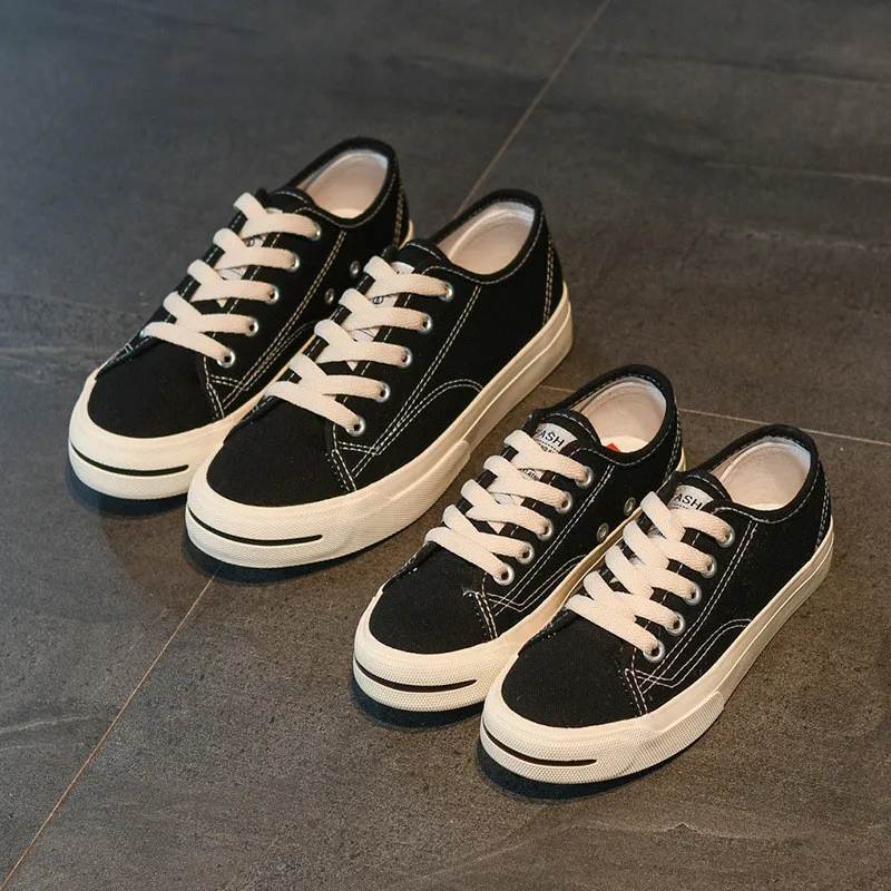

2021 Children's Canvas Shoes Boys and Girls Lace Up All-match White Shoes Candy Color All-match Casual Shoes Baby Sports Shoes