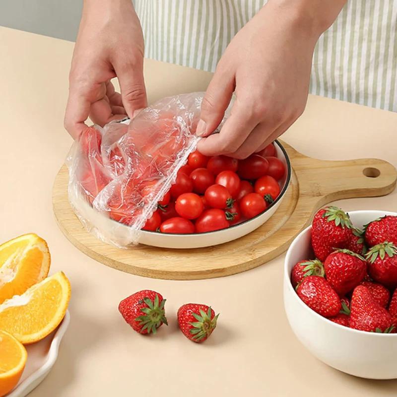 

100PCS Food Grade Household Kitchen Cling Film Cover Reusable Food Storage Covers For Bowls Elastic Plate Covers Bowl Covers