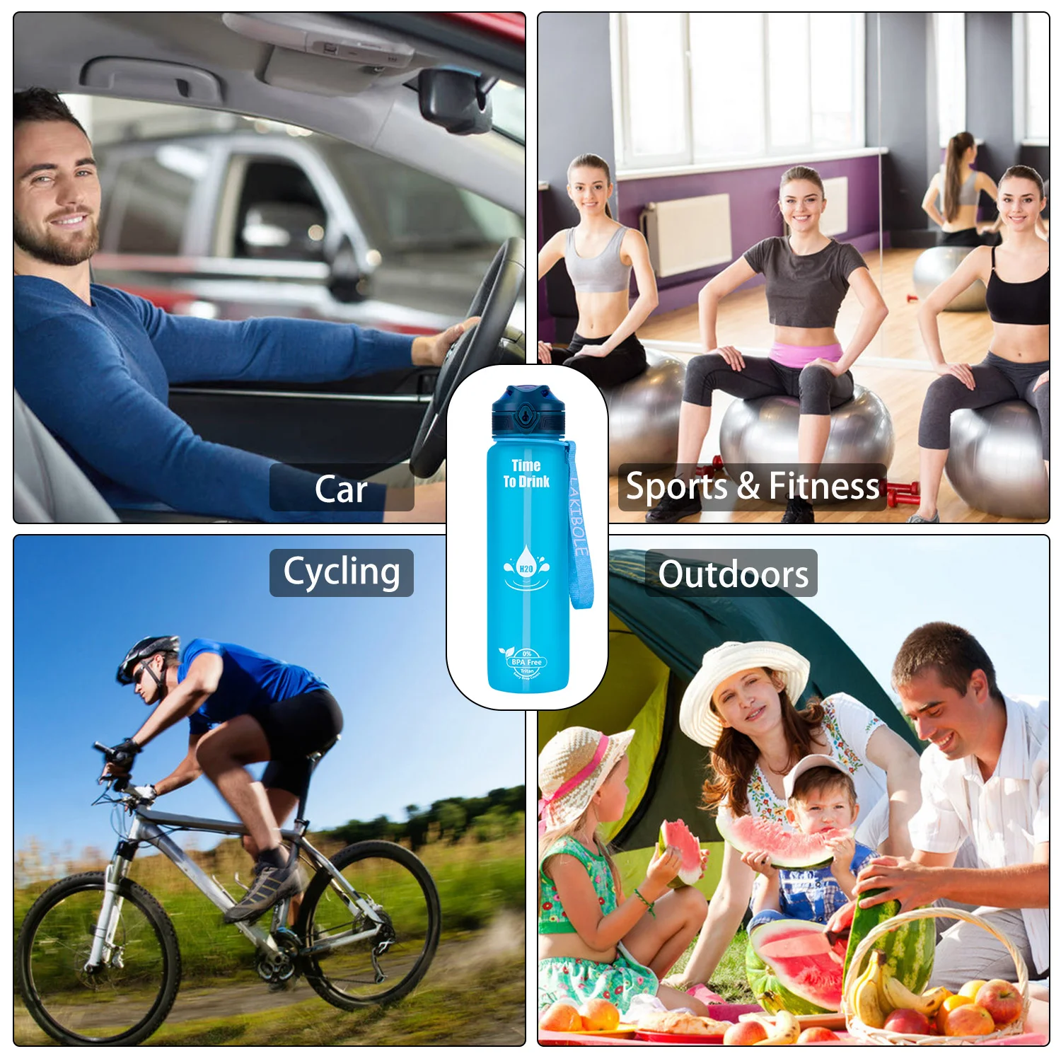 

Water Bottle Sports 1000ML Bottle For Drinking With Straw Outdoor Travel Portable Leakproof Drinkware Plastic BPA Free Free Ship