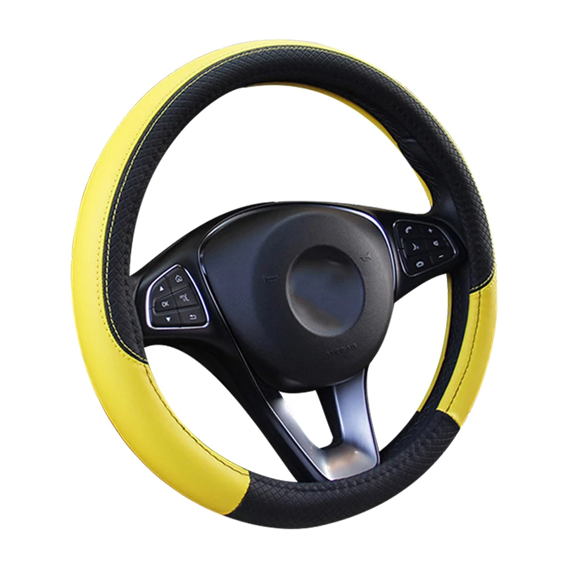 

Car Steering Wheel Cover 38CM 7 Colors Embossed Car Handle Cover Four Seasons Universal Protect Steering Wheel Car Accessories