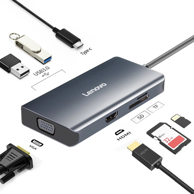 

Док-станция Lenovo 7 в 1, usb 3,0, usb Type C, TF, SD, VGA