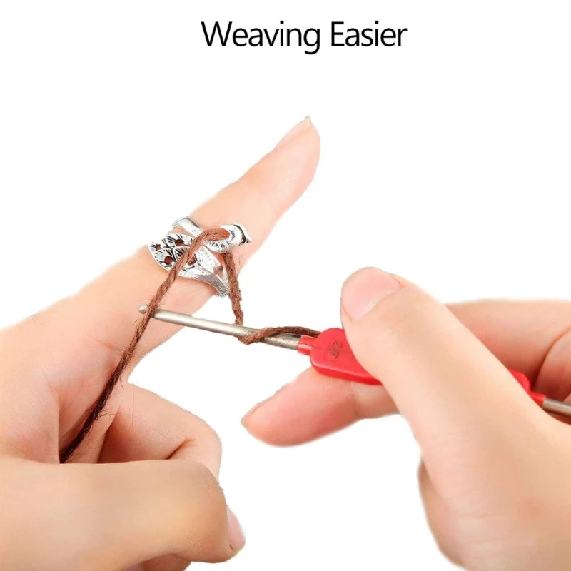 

3Pcs Knitting Loop Crochet Ring Set Adjustable Fish Peacock Braided Ring Metal Yarn Guide Finger Rings Holder Jewelry M7DD