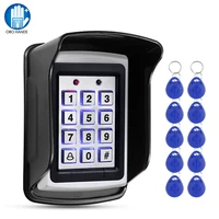 125khz rfid metal access control keypad card reader waterproof cover electric controller keychains for outdoor security system