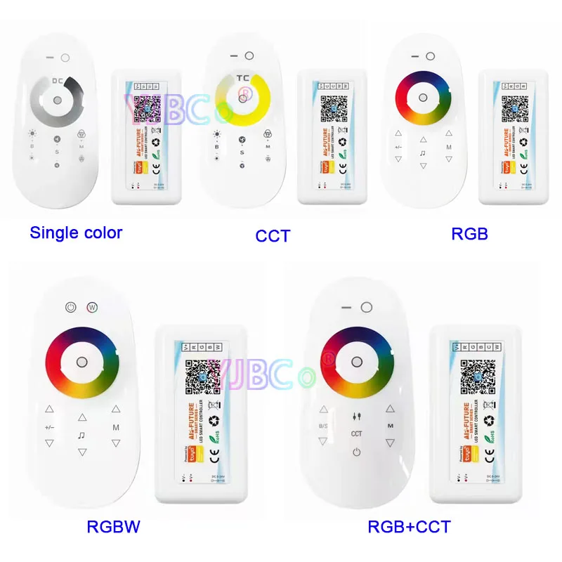 2.4G Smart Dimmer Tuya Wifi Single color/CCT/RGB/RGBW/RGB+CCT LED Strip Controller DC5-24V Alexa Google Home Voice phone APP