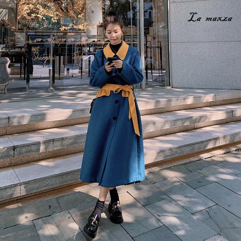 

Winter Hot-sale Women Coat 2021 Fashion Korean Style Single Breasted Loose Long Cashmere Coat