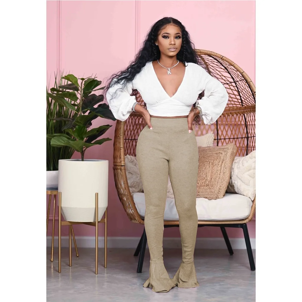 Женские расклешенные брюки Autume однотонные пикантные облегающие длинные с